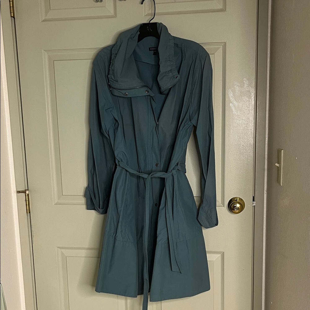 Eileen Fisher Dragonfly Teal coat
Weather resistant Funnel neck